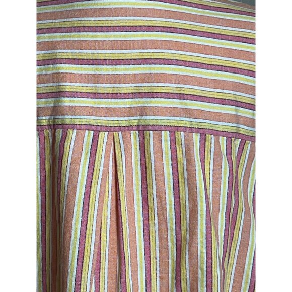 Kim Rogers Pure Linen Shirt Button Up Long Sleeve Peach Stripe Classic Womens 1X - Picture 11 of 11